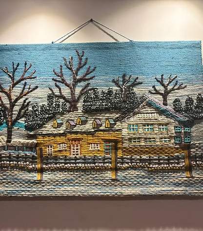 Snowy Lakeside Homes (40" x 36")