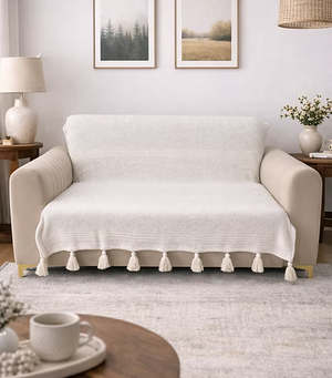 Pearl Ivory Waffle Throw
