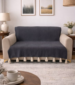 Ash Grey Textured Throw