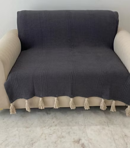 Ash Grey Textured Throw