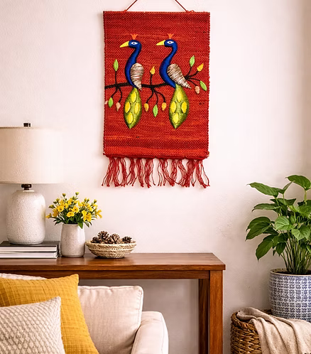 Twin Peacock Branch (12" x 16")