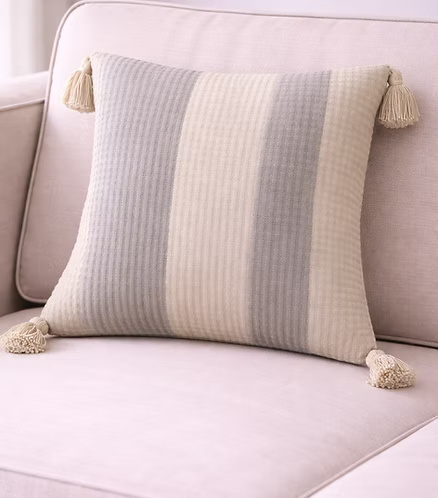 Mist Stripe Quilted Cushion Cover