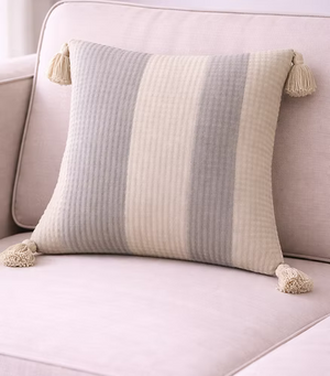 Mist Stripe Quilted Cushion Cover