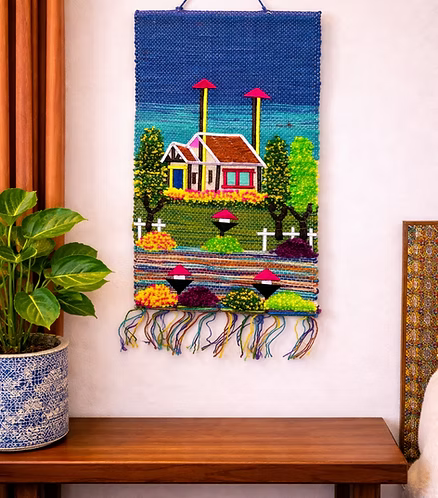 Blue Countryside Home (12" x 16")