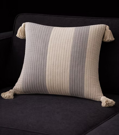 Mist Stripe Quilted Cushion Cover