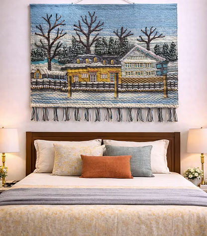 Snowy Lakeside Homes (40" x 36")