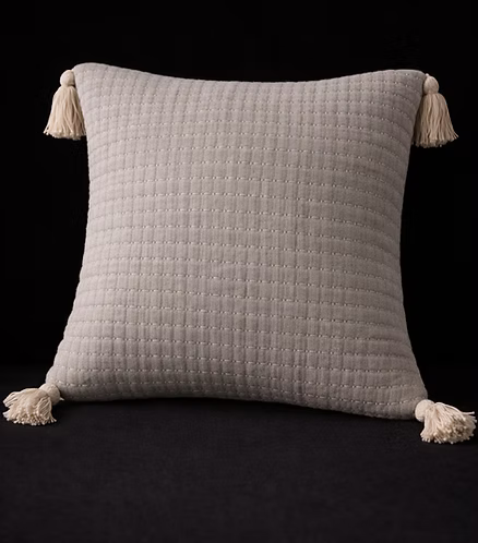 Grey Grid Quilted Cushion Cover