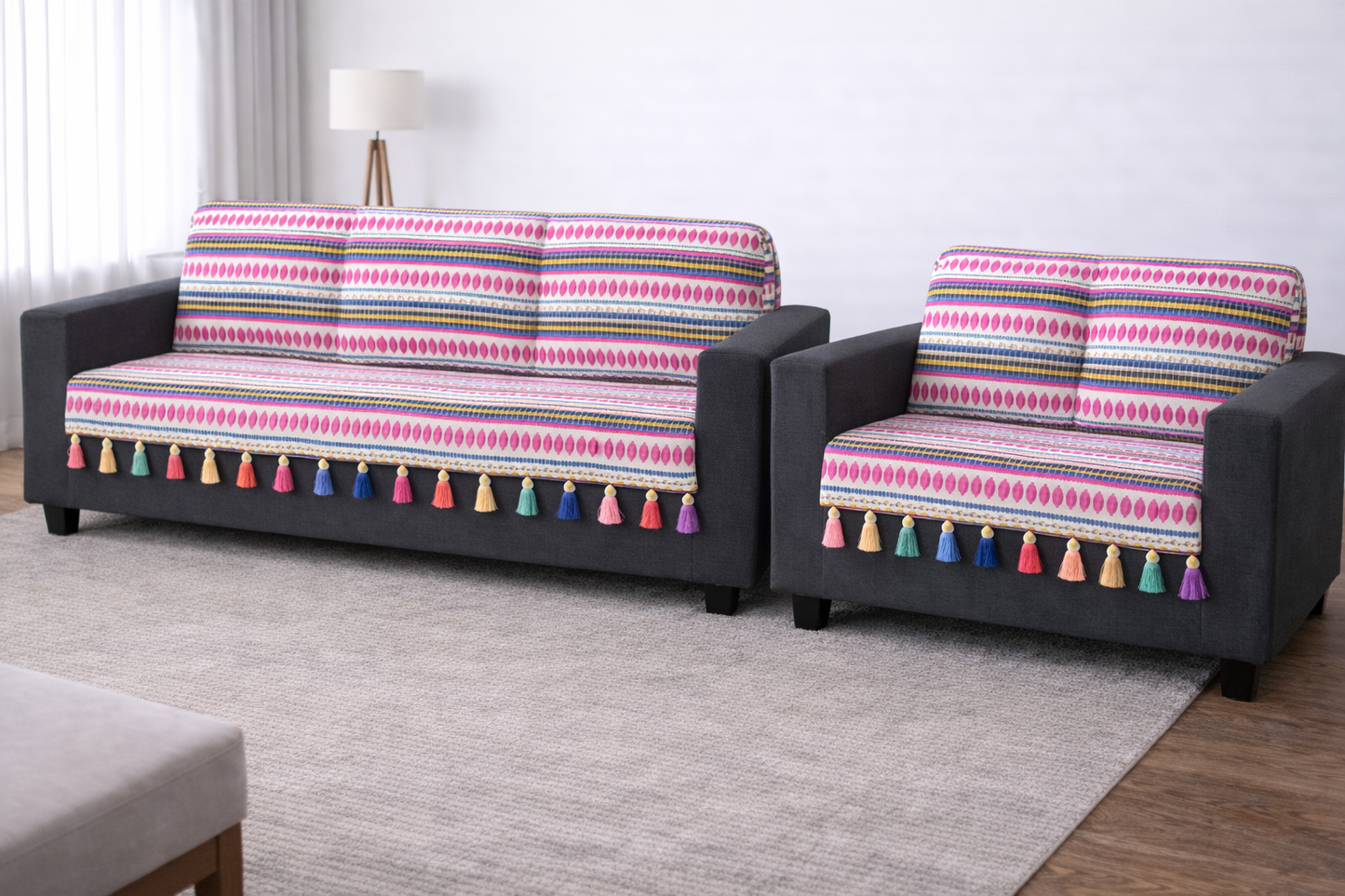 Pink Tassel Sofa Cover (per piece)