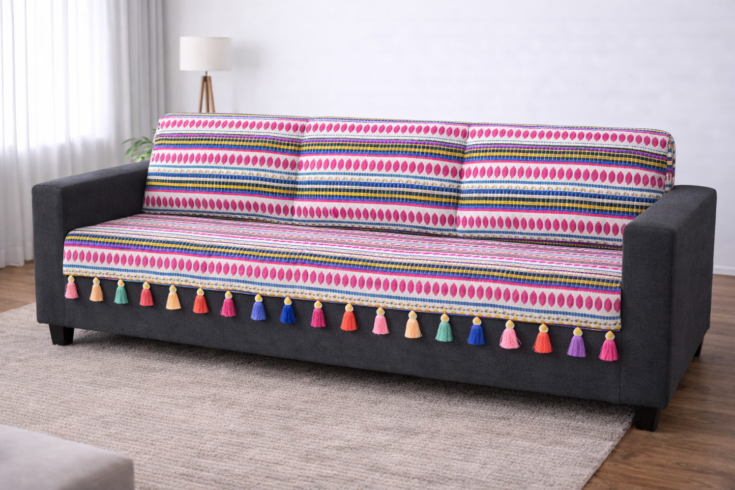 Pink Tassel Sofa Cover (per piece)